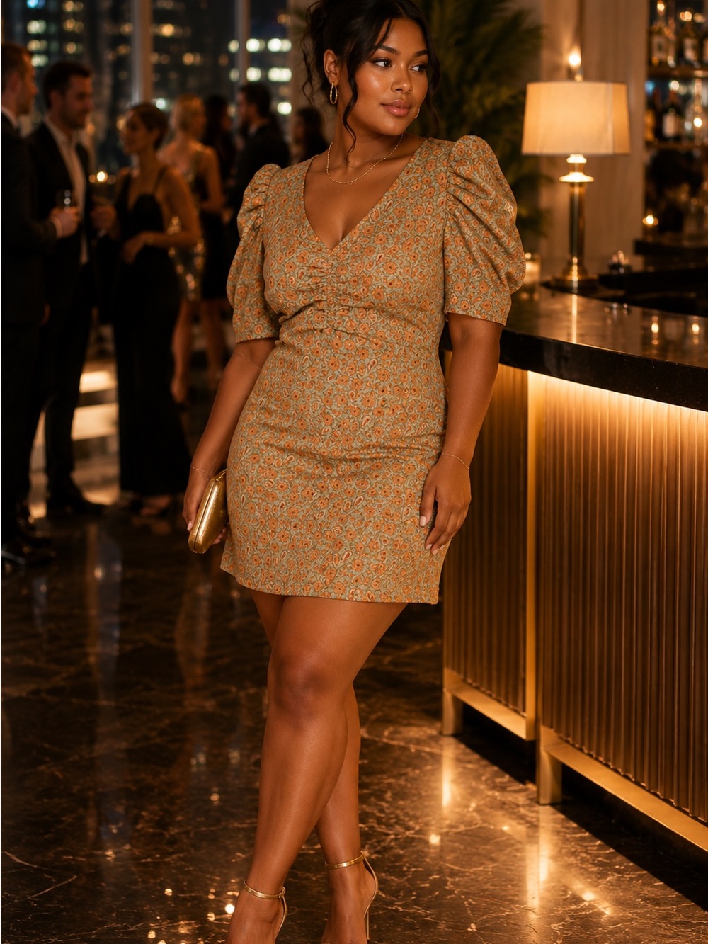 ✨ TREASURE & BOND Floral Puff Sleeve Mini Dress ✨